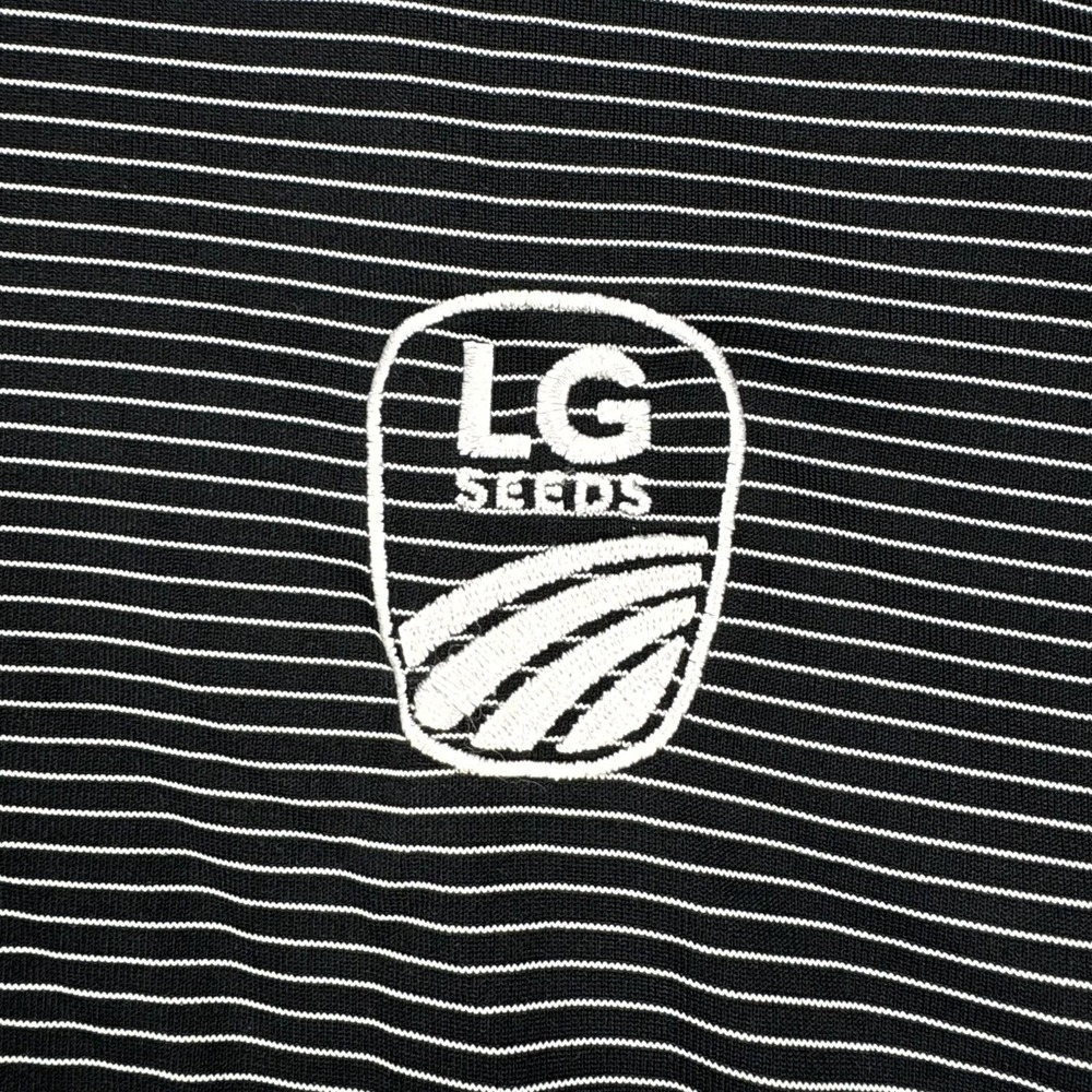 Antigua Polo Shirt Mens Tall 2XL Black White Striped Short Sleeve LG Seeds Golf - Picture 3 of 9